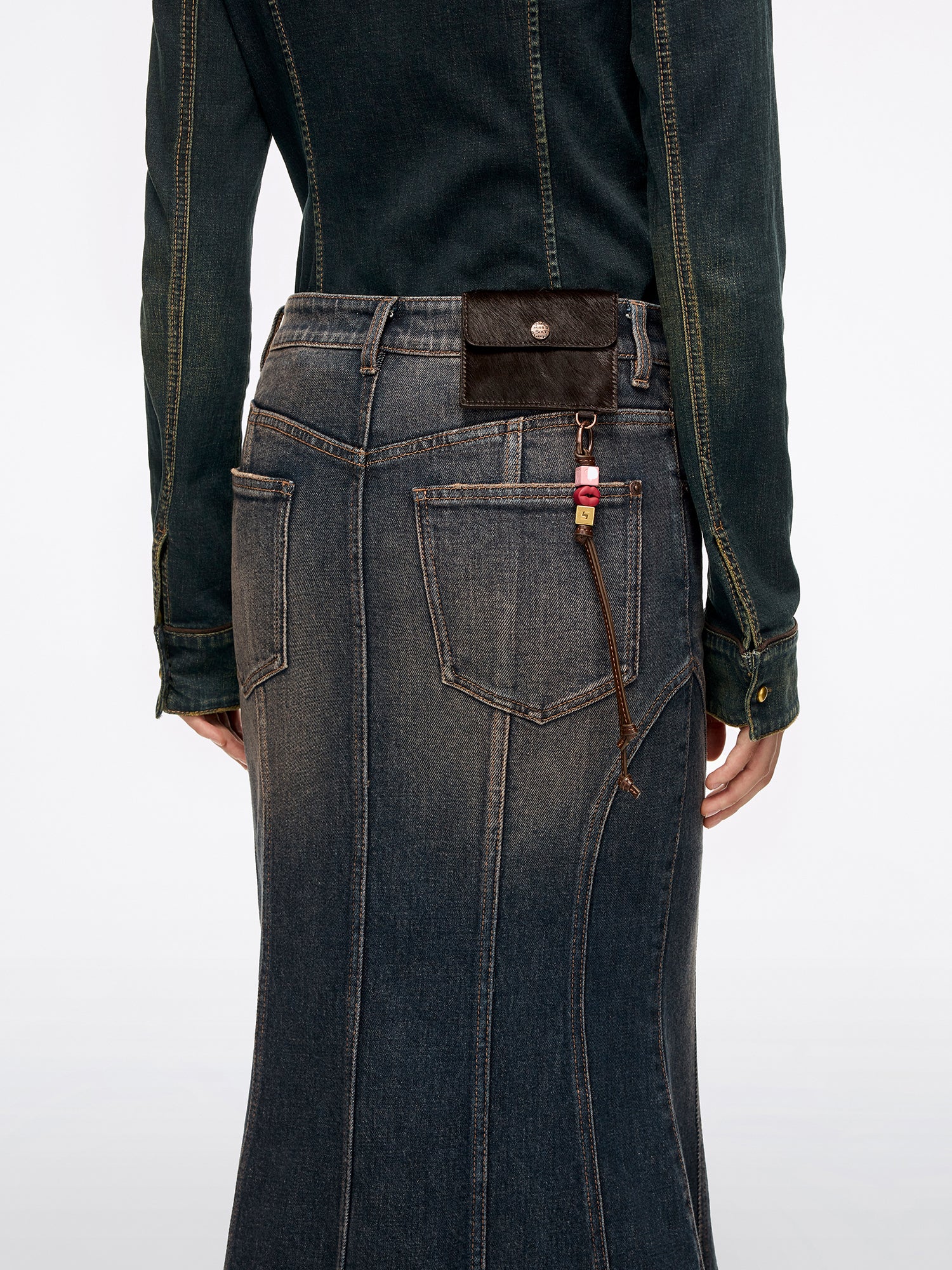 Distressed Mermaid Denim Skirt