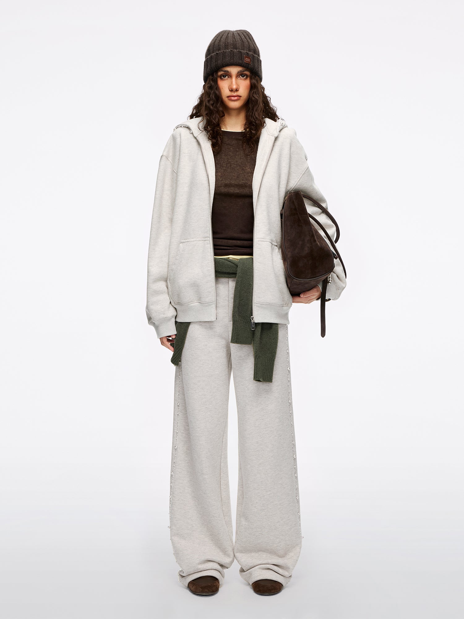 Beaded Straight-Leg Pants