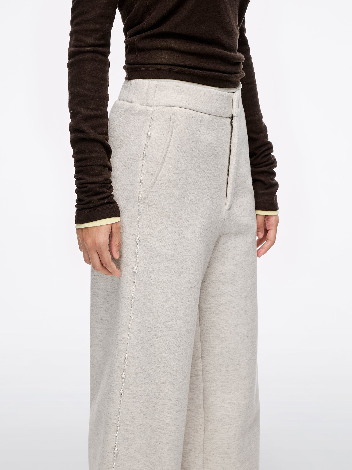 Beaded Straight-Leg Pants