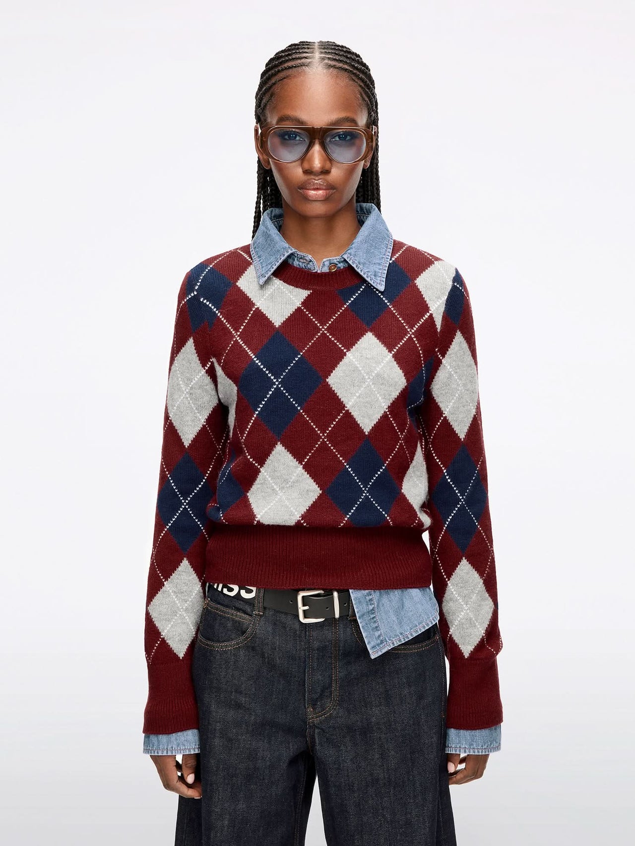 Argyle Wool Knit Top