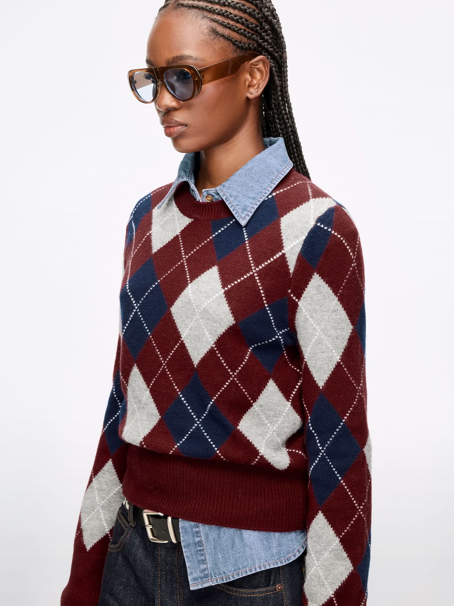Argyle Wool Knit Top