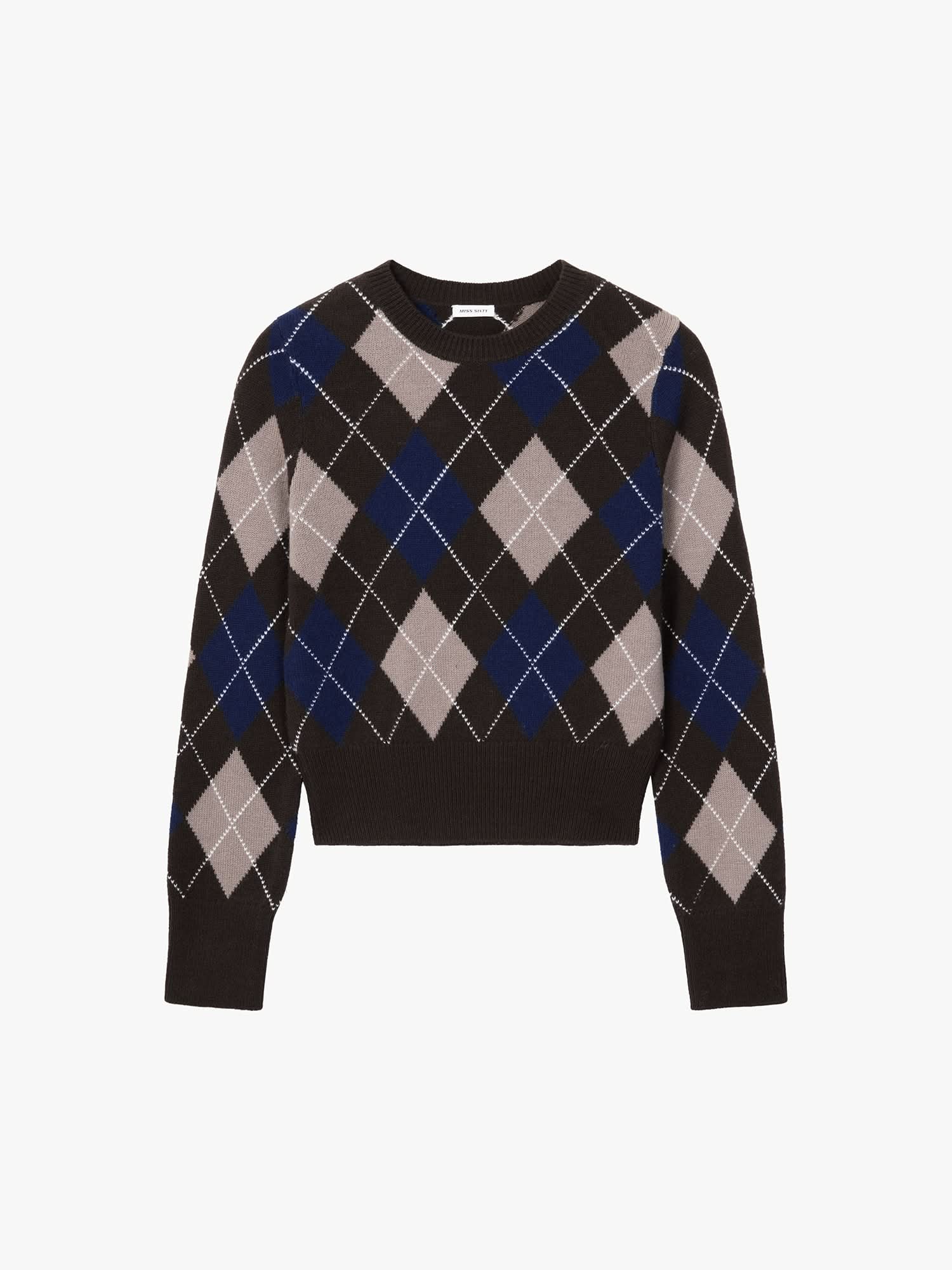 Argyle Wool Knit Top