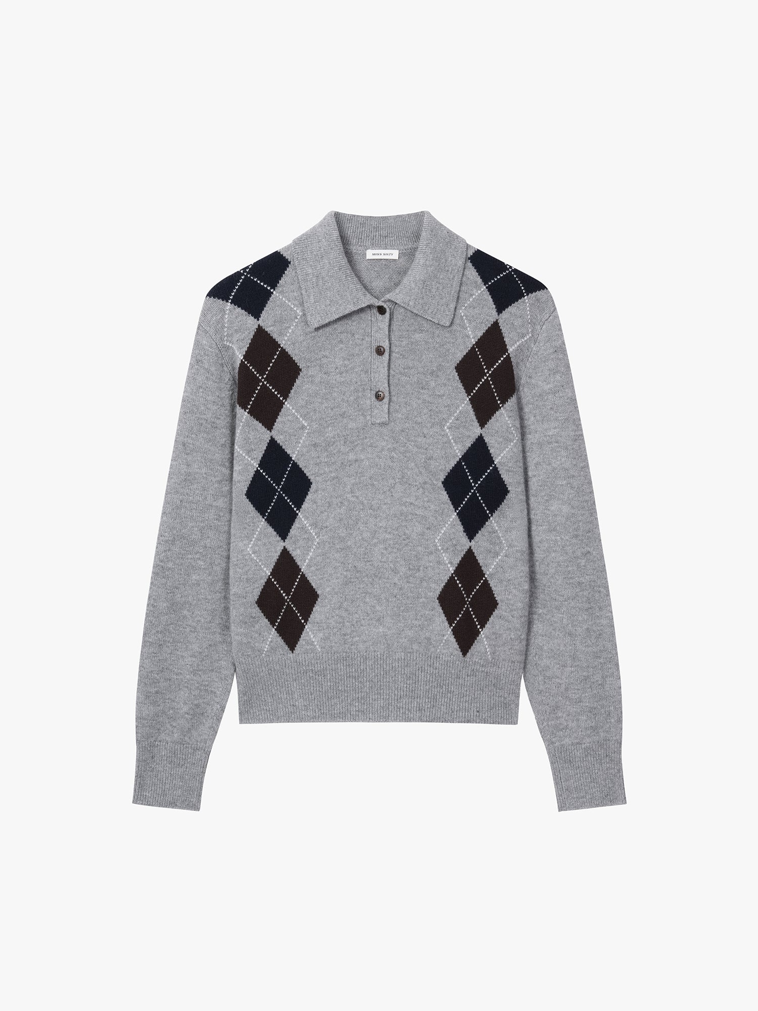 Argyle Wool Knit Top