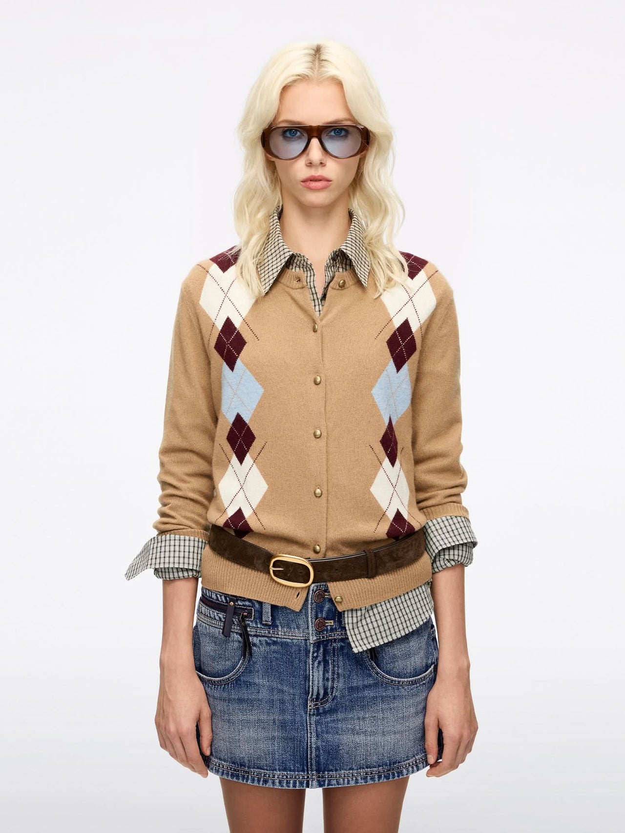 Argyle Knit Cardigan