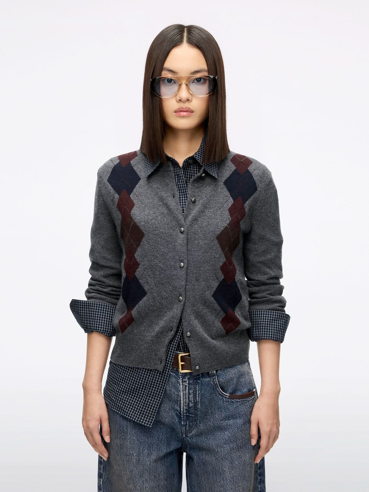 Argyle Knit Cardigan
