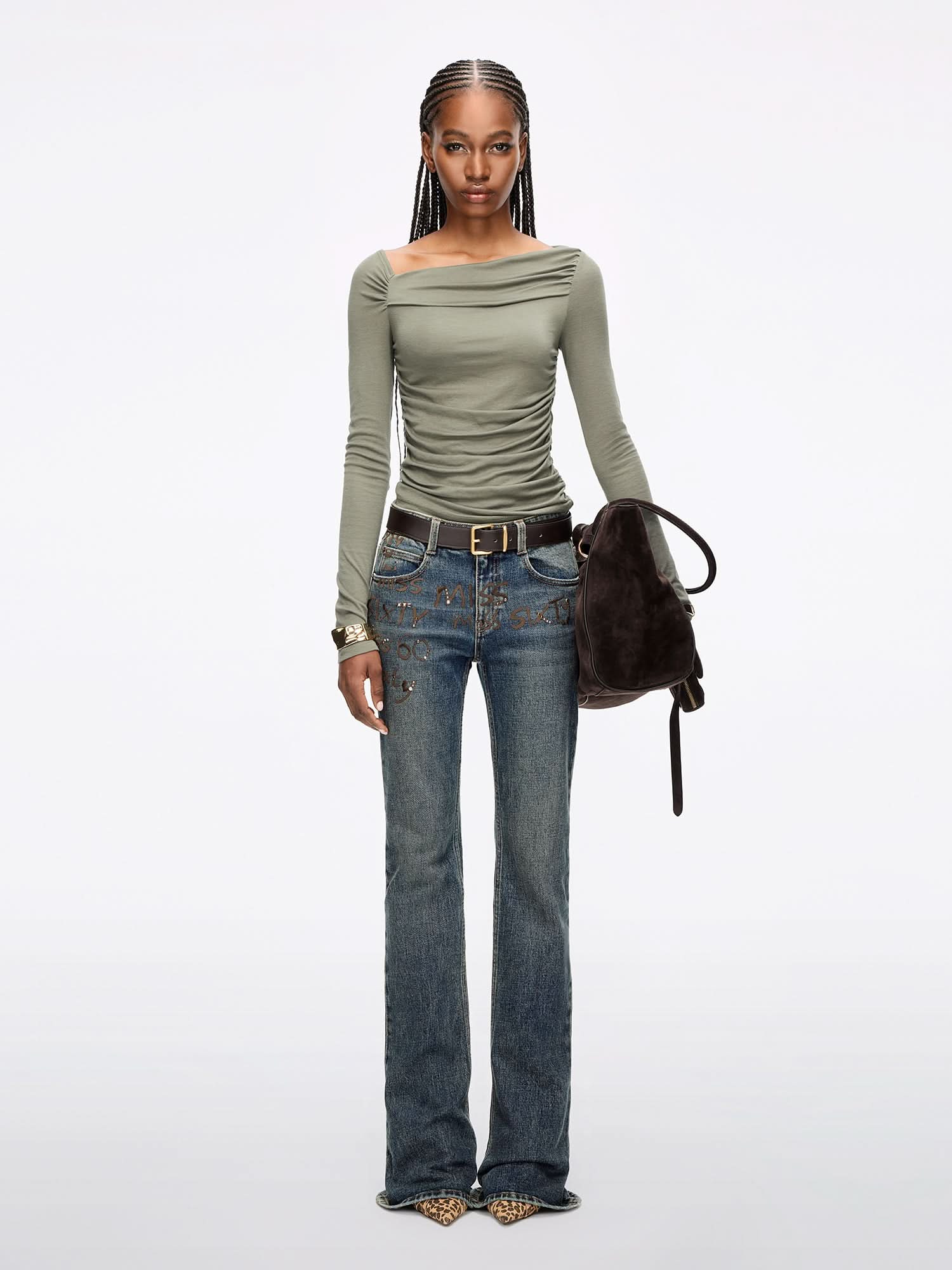Asymmetrical Pleated T-Shirt