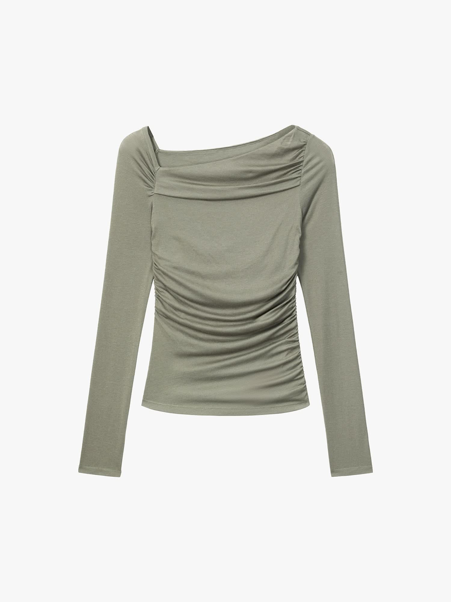 Asymmetrical Pleated T-Shirt
