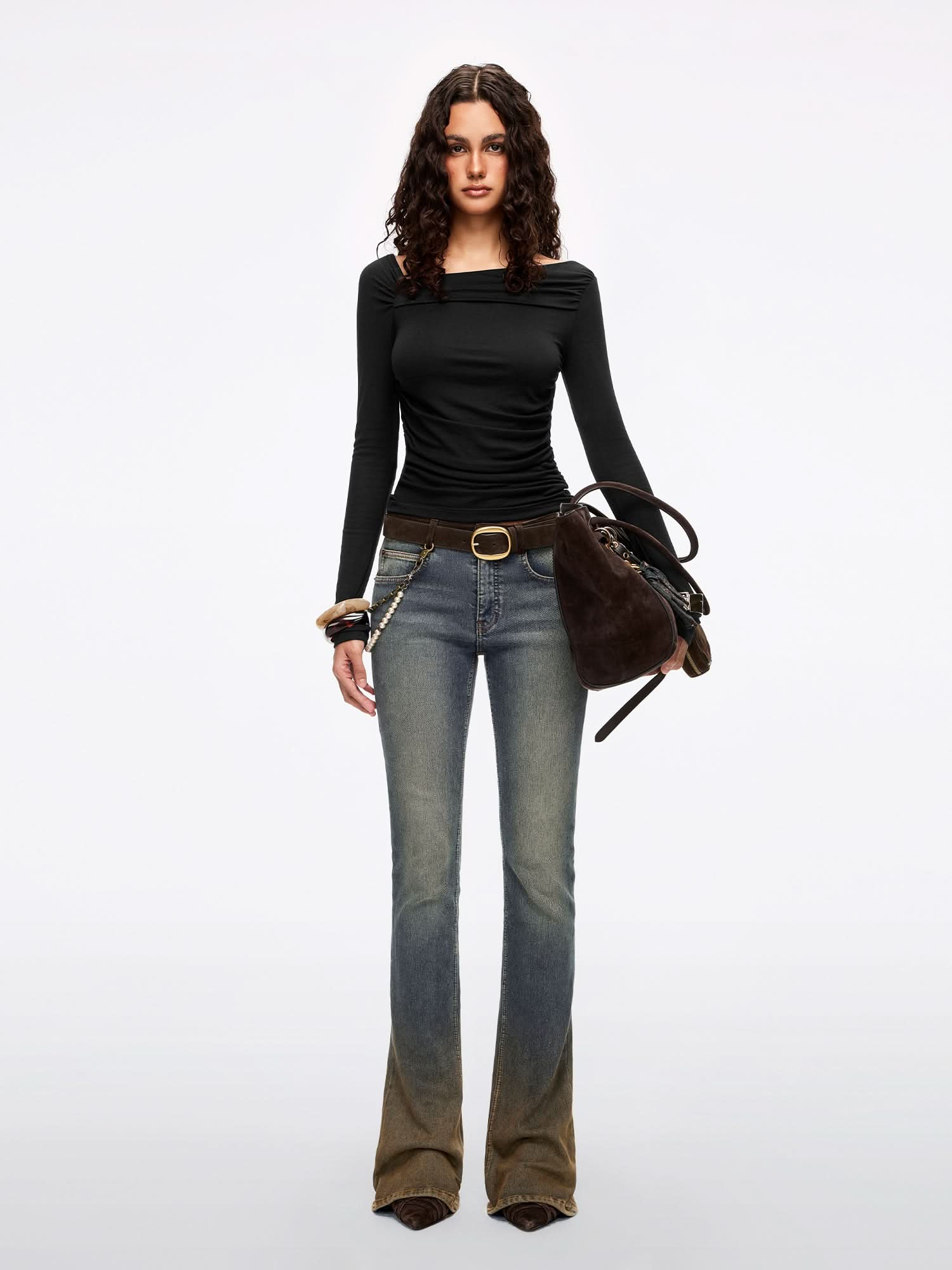 Asymmetrical Pleated T-Shirt