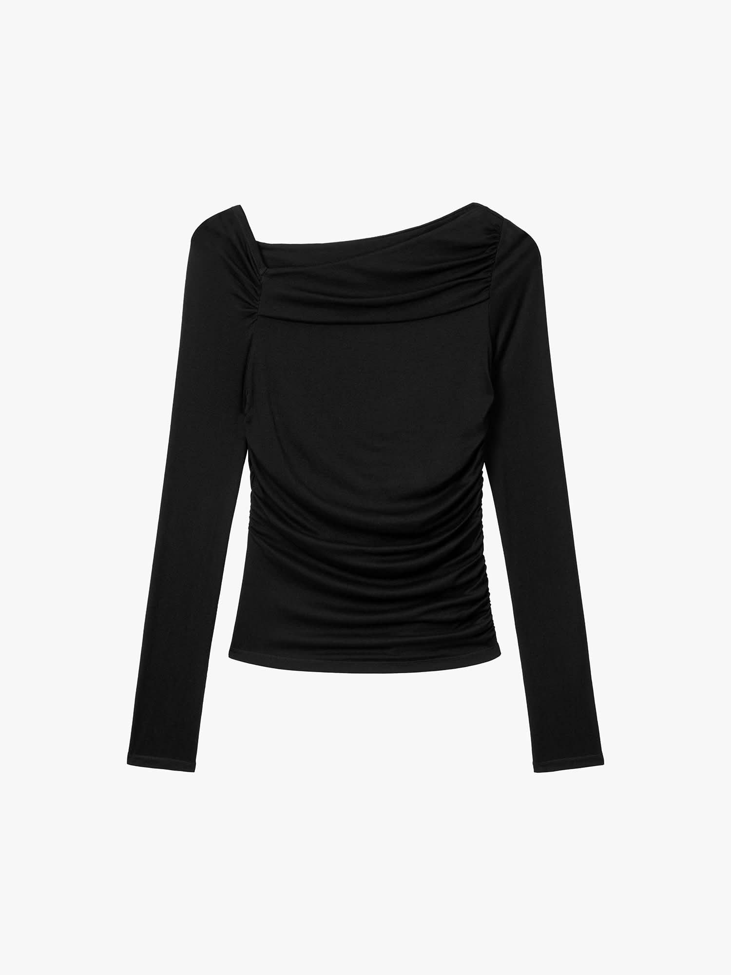 Asymmetrical Pleated T-Shirt