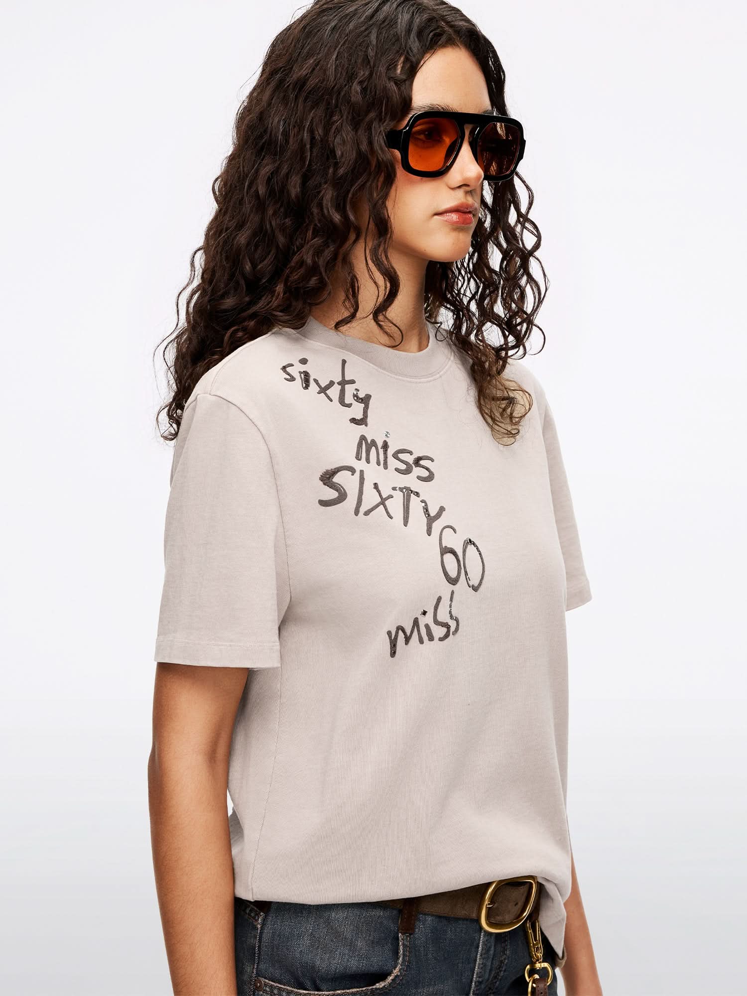 Rhinestone Embroidered T-Shirt