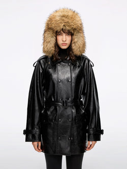 Faux Leather Jacket With Belt