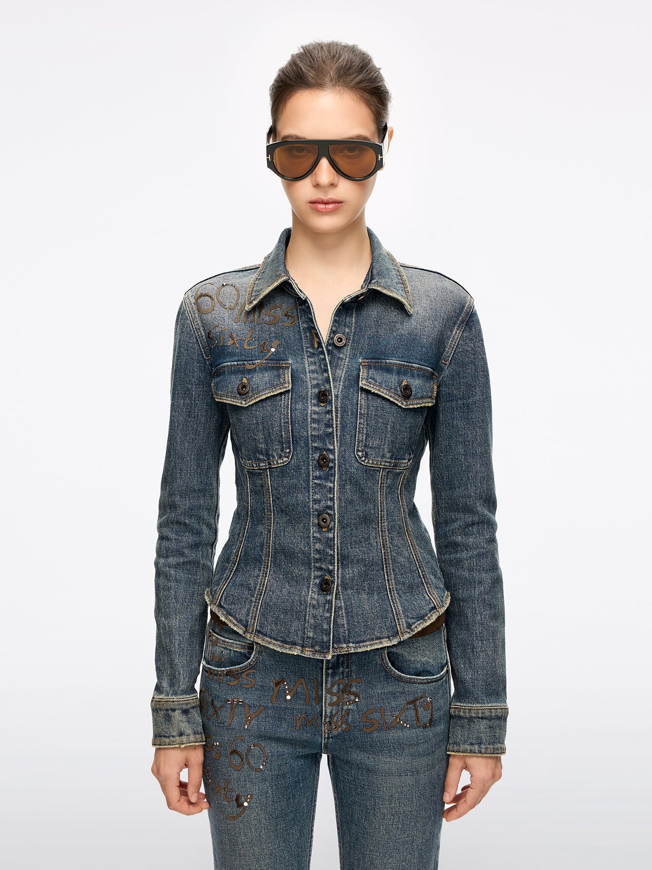 Rhinestone Denim Shirt
