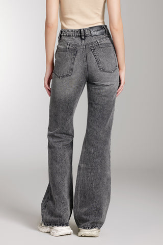 Flared Jeans With Cut Out Waistband