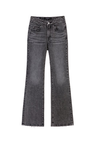 Flared Jeans With Cut Out Waistband