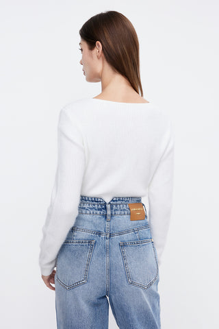 V-Neck Knitwear With Pearl Buttons