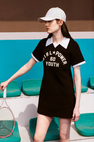 Contrasting Colour English Letter Dress