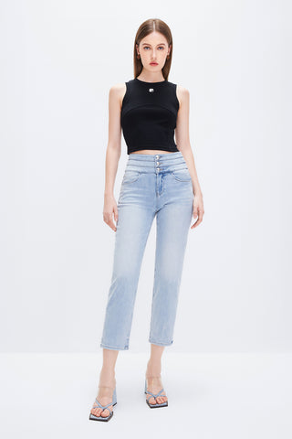High Waist Skinny Fit Jeans With Silk