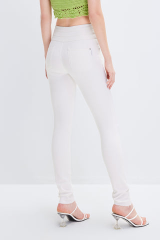High Waist Stretch Fit Jeans With Mulberry Silk