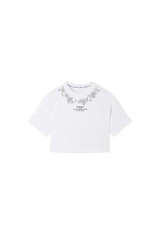 Short Sleeves T-shirt With Crystals Embellishment