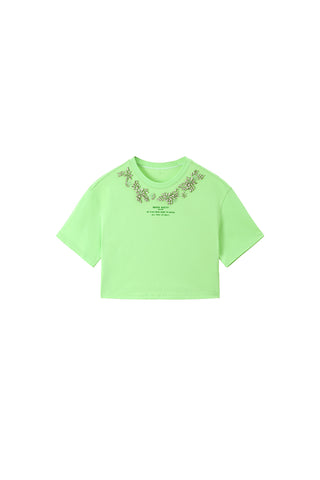 Short Sleeves T-shirt With Crystals Embellishment