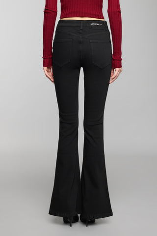 Low Rise Black Stretch Thermal Flared Jeans