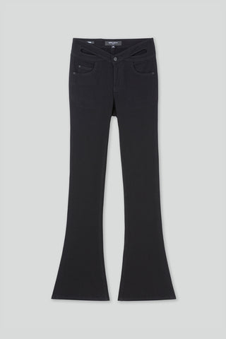 Low Rise Black Stretch Thermal Flared Jeans