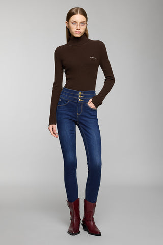 High Waist Slim Fit Blue Jeans