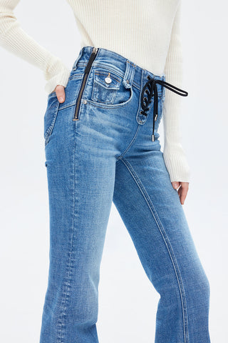 Lace-Up Sexy Low Rise Flared Jeans