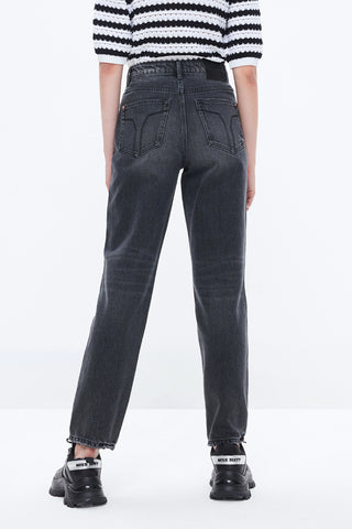 Buttons Black And Gray Straight Fit Jeans