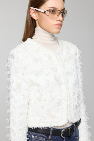 Delicate Beaded Butterfly Jacket With Shoulder Pad