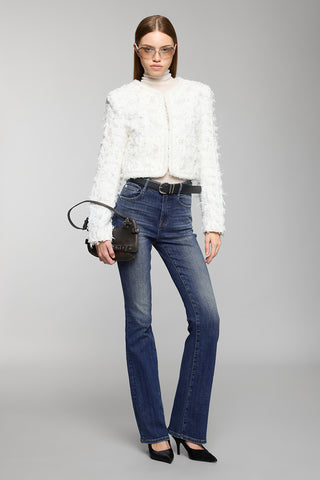 Delicate Beaded Butterfly Jacket With Shoulder Pad