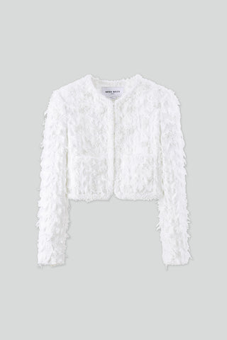 Delicate Beaded Butterfly Jacket With Shoulder Pad