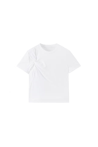 Stylish Knotted Round Neck Short Sleeves Cotton T-Shirt