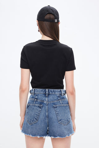Stylish Knotted Round Neck Short Sleeves Cotton T-Shirt