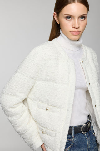 Beige Stylish Cropped Down Jacket