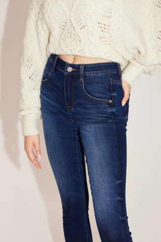 Navy Blue High Waist Slim Fit Cropped Jeans