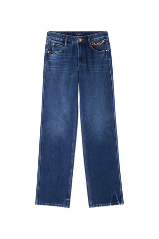 Vintage Navy Blue Cashmere Straight Fit Jeans