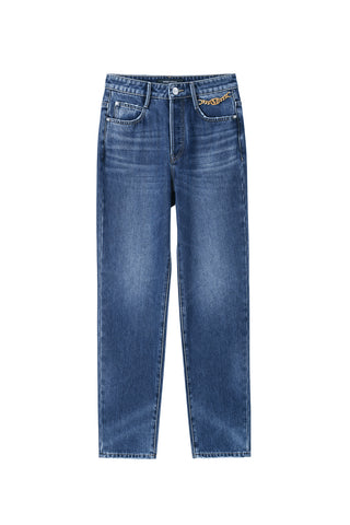 Vintage Navy Blue Cashmere Straight Jeans