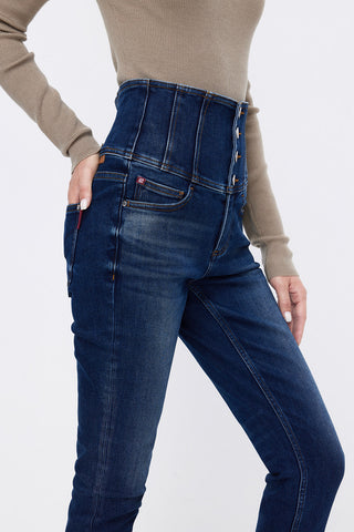 Stretchy Four Buttons High Waist Slim Jeans