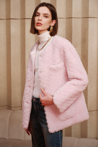 Elegant Light Pink Wool Coat