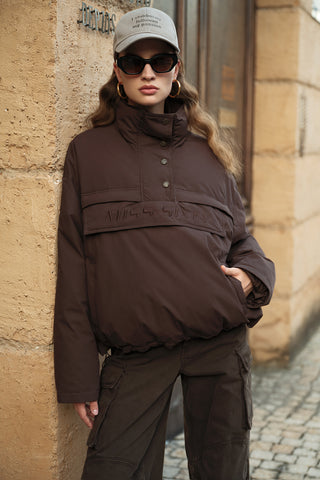 Vintage Brown Colour Pullover Puffer Jacket