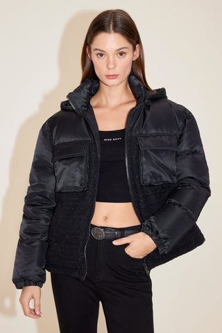 Stand-Up Collar Detachable Hood Quilted Coat