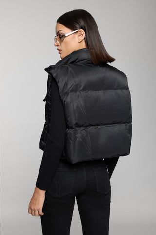 Black Stand Collar Cropped Down Jacket