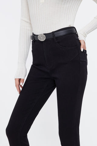 Skinny-Fit Cashmere High Waist Jeans
