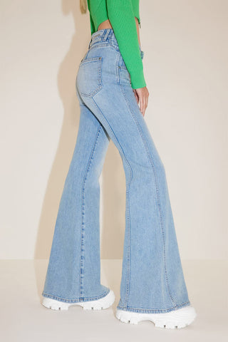 Vintage Slim Fit Bootcut Jeans With Mulberry Silk