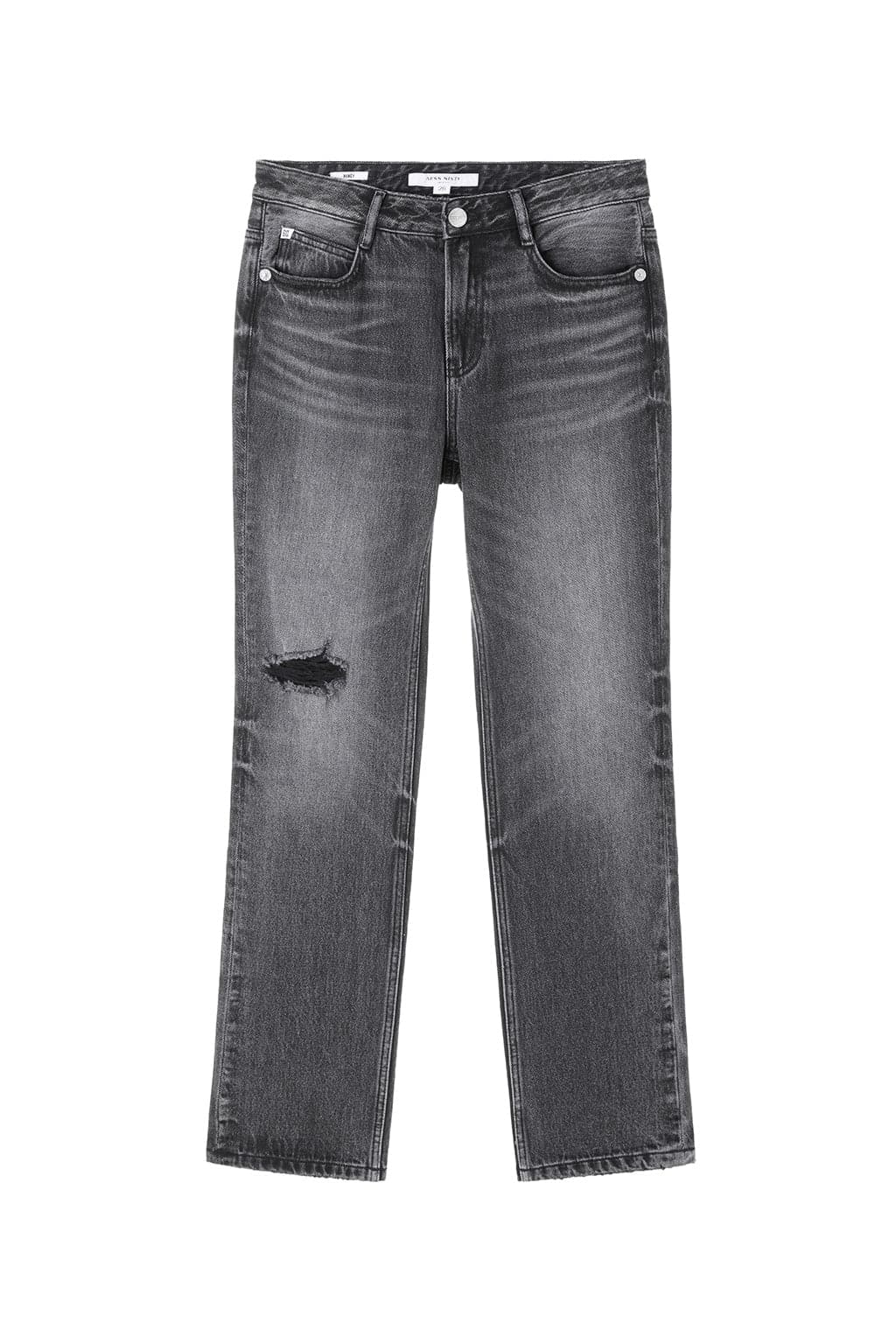 Black And Grey Ripped Straight Fit Jeans