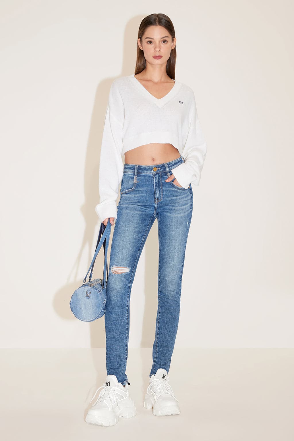 Dark Blue Slim Fit Ripped Jeans