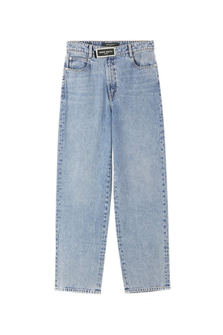 Relaxed And Straight Fit Jeans With Asymmetrical Waist