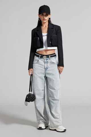 Light Blue Jeans With Contrast Waist