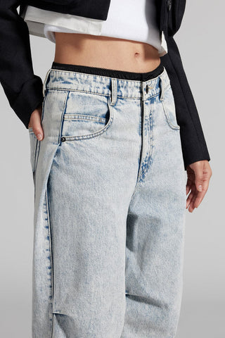Light Blue Jeans With Contrast Waist